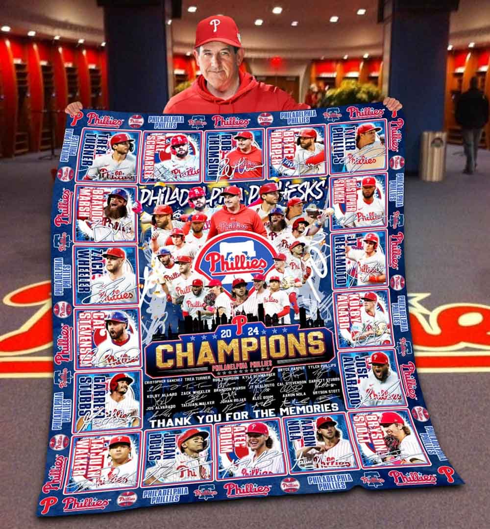 Philadelphia Phillies Champions 2024 Thank You For The Memories Quilt Fleece Blanket