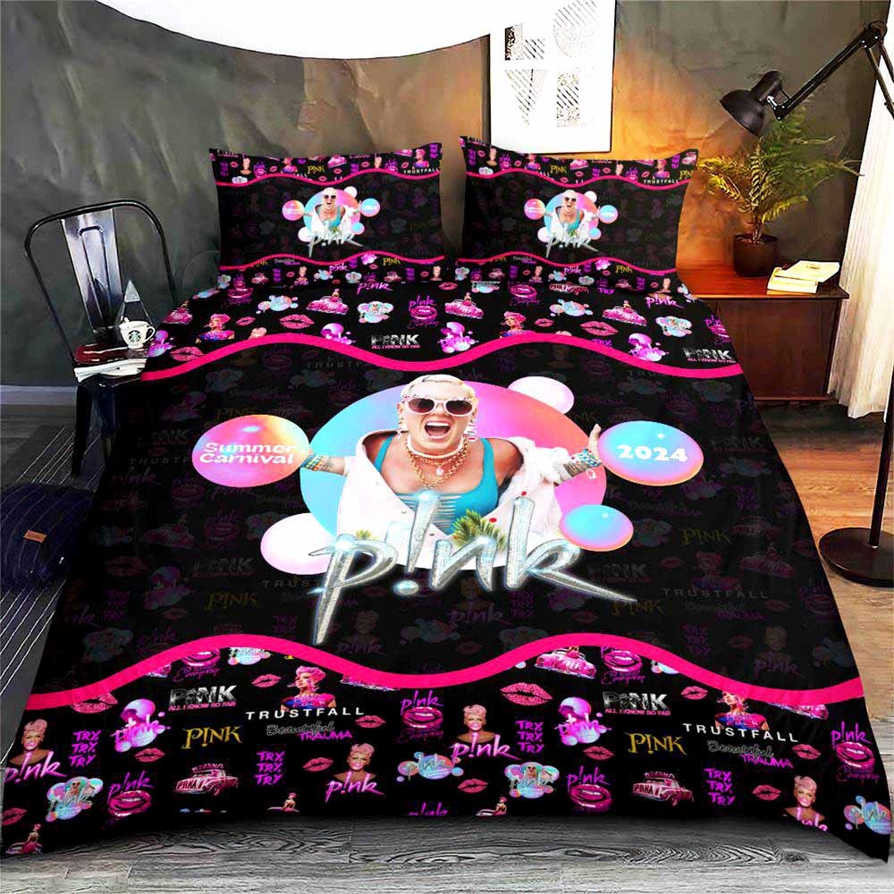Pink Bedding Set Merry Christmas Gift Fans