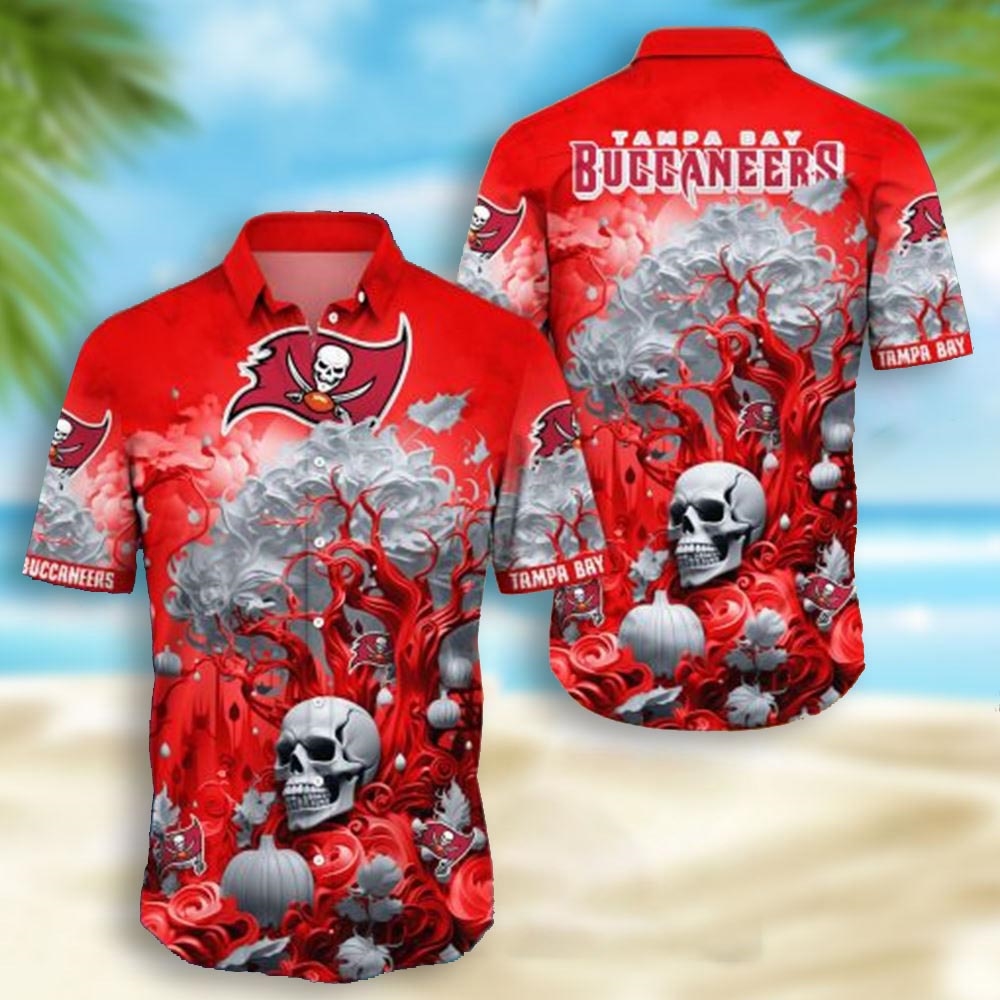 Tampa Bay Buccaneers Skull Pumpkin Halloween Hawaiian Shirt