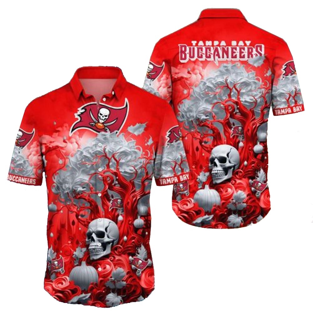 Tampa Bay Buccaneers Skull Pumpkin Halloween Hawaiian Shirt