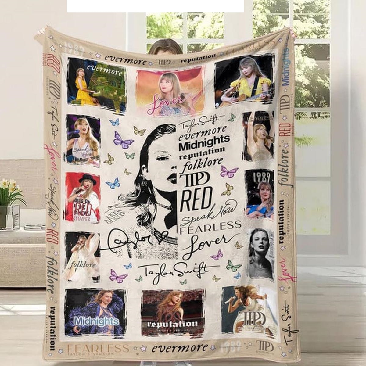 Taylor Swift All The Album Eras Quilt Fleece Blanket