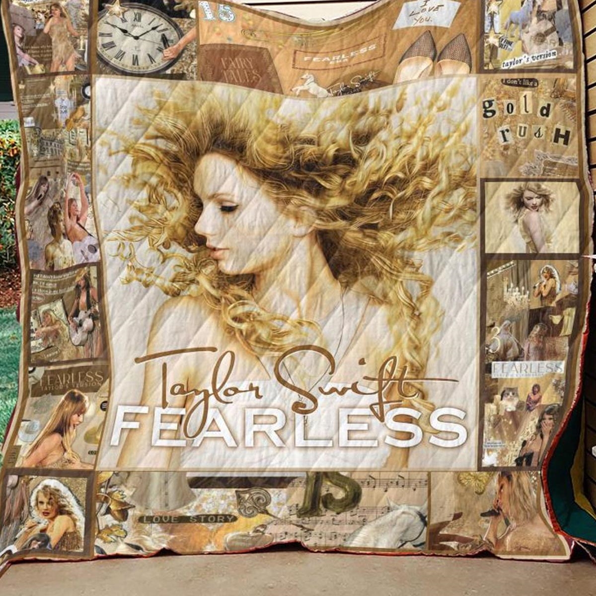 Taylor Swift Fearless Era Quilt Fleece Blanket