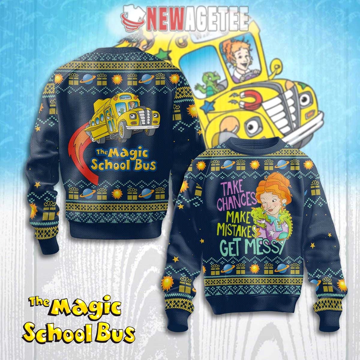 The Magic School Bus Take Chances Make Mistakes Get Messy Ugly Christmas Sweater
