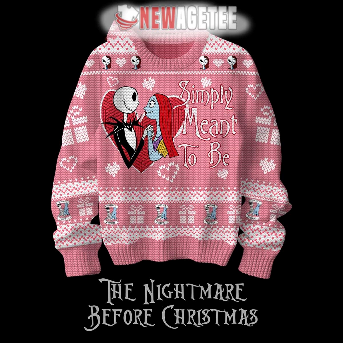 The Nightmare Before Christmas Simply Meant To Be Valentine Ugly Christmas Sweater