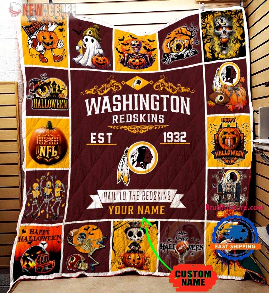 Washington Redskins Football Skeleton Pumpkin Skull Halloween Quilt Fleece Blanket Washington Redskins Football Skeleton Pumpkin Skull Halloween Quilt Fleece Blanket