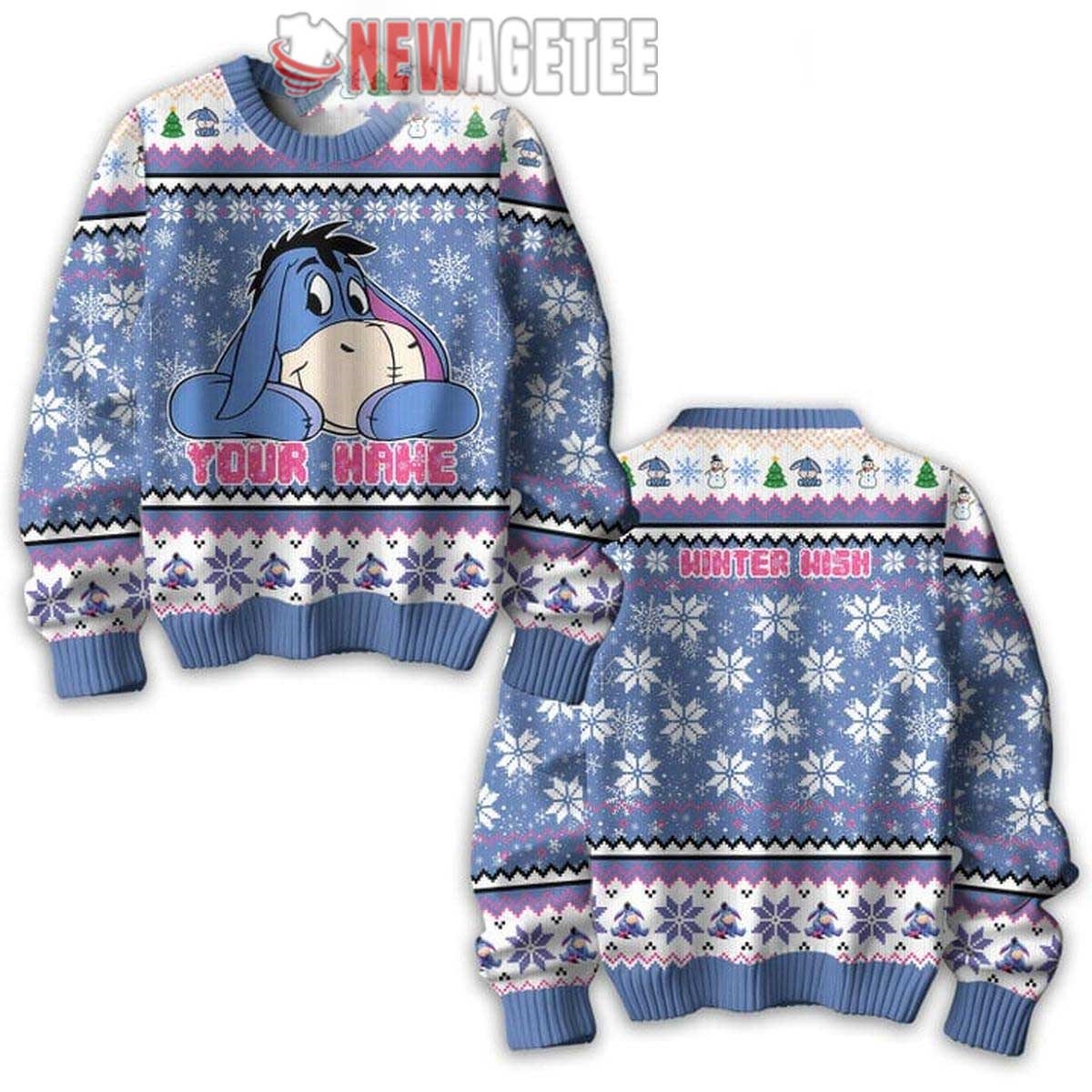 Winnie The Pooh Eeyemore Winter Wish Personalized Ugly Christmas Sweater