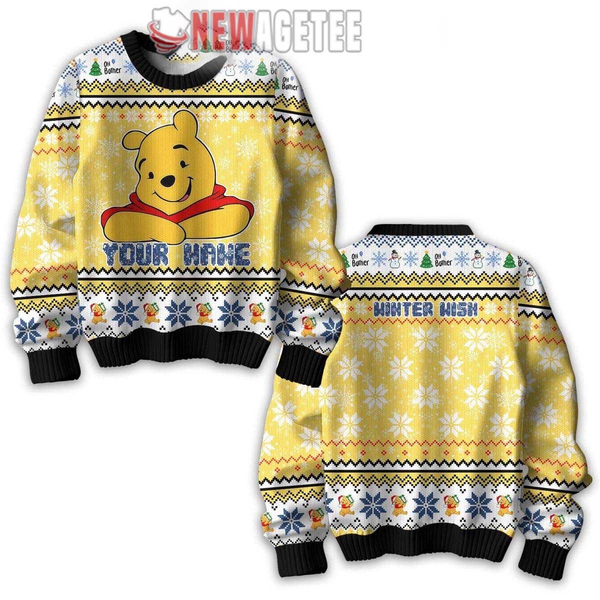 Winnie The Pooh Honey Winter Wish Personalized Ugly Christmas Sweater