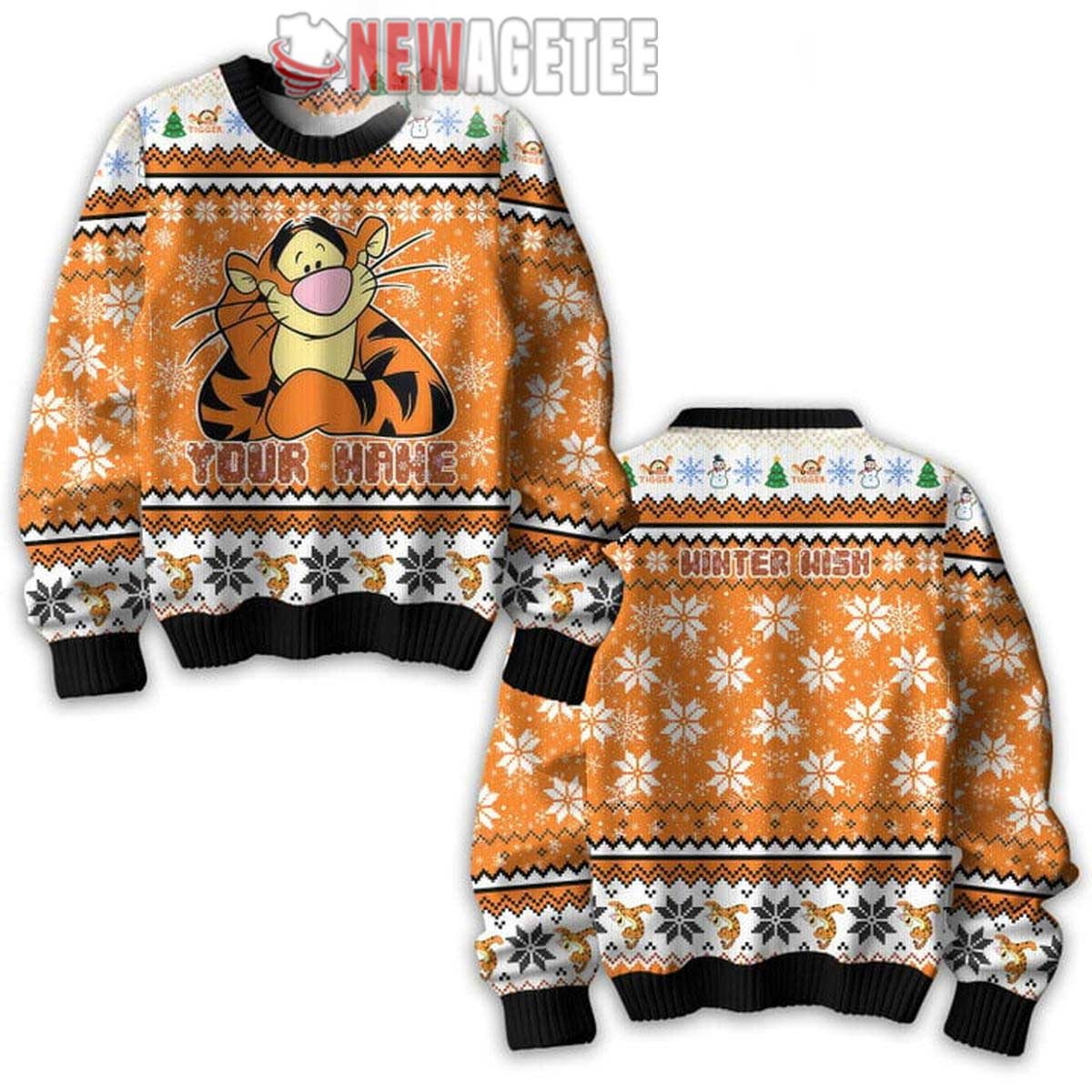 Winnie The Pooh Tigger Winter Wish Personalized Ugly Christmas Sweater