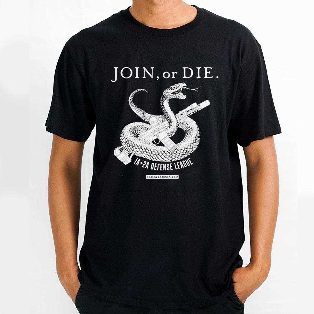 Alex Jones Join Or Die 1a 2a Defense League Snake T-shirt Alex Jones Join Or Die 1a 2a Defense League Snake T-shirt