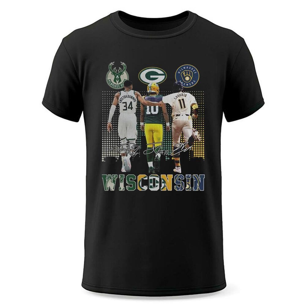 Milwaukee Bucks Antetokounmpo Green Bay Packers Love Brewers Chourio Shirt Milwaukee Bucks Antetokounmpo Green Bay Packers Love Brewers Chourio Shirt