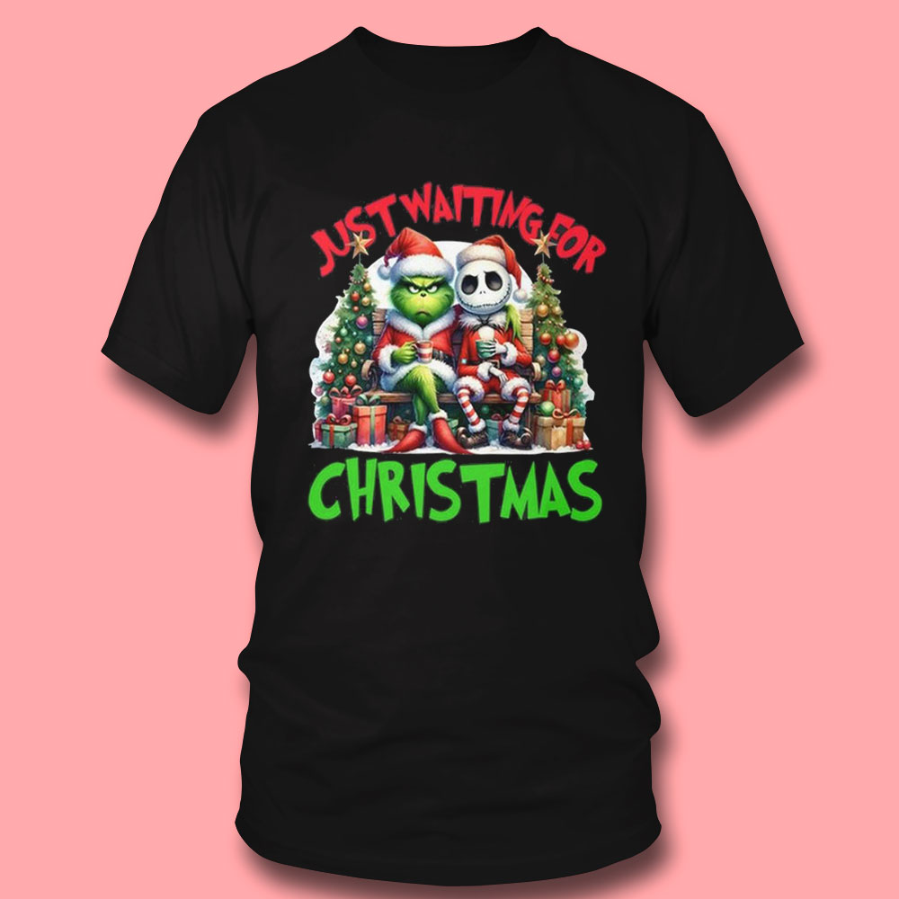 Grinch Jack Skellington Just Waiting For Christmas 2024 Shirt Hoodie Grinch Jack Skellington Just Waiting For Christmas 2024 Shirt Hoodie