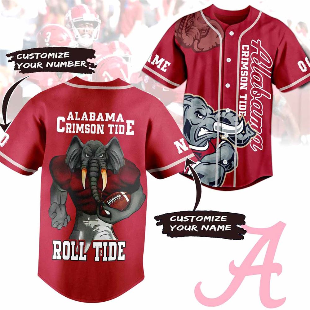 Alabama Crimson Tide Roll Tide Custom Baseball Jersey
