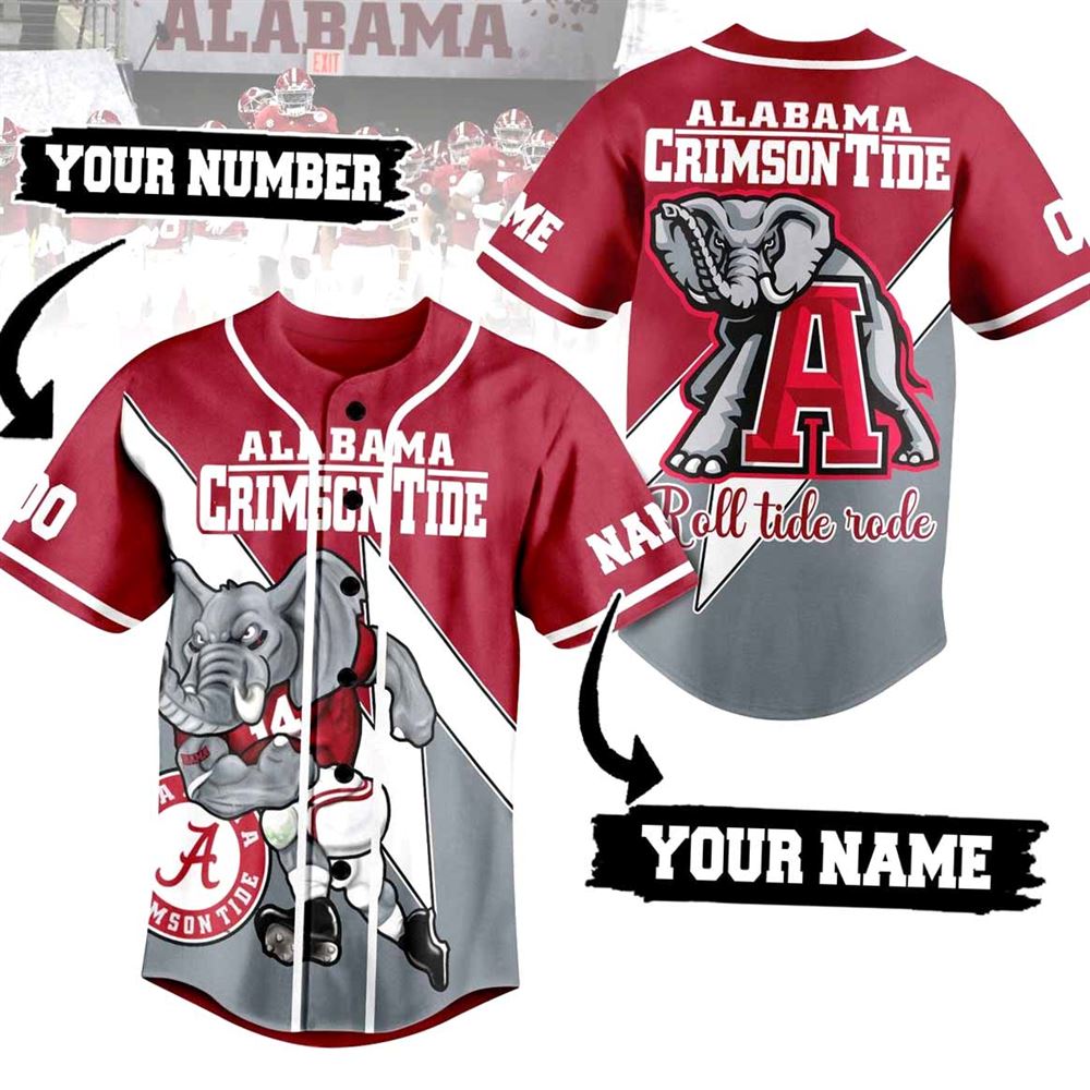 Alabama Crimson Tide Roll Tide Rode Custom Baseball Jersey
