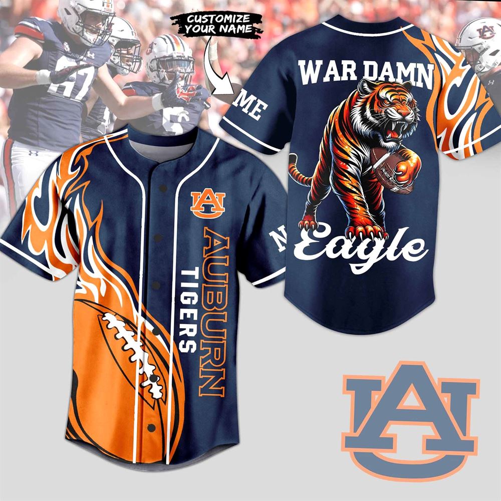 Auburn Tigers War Damn Eagle Custom Baseball Jersey