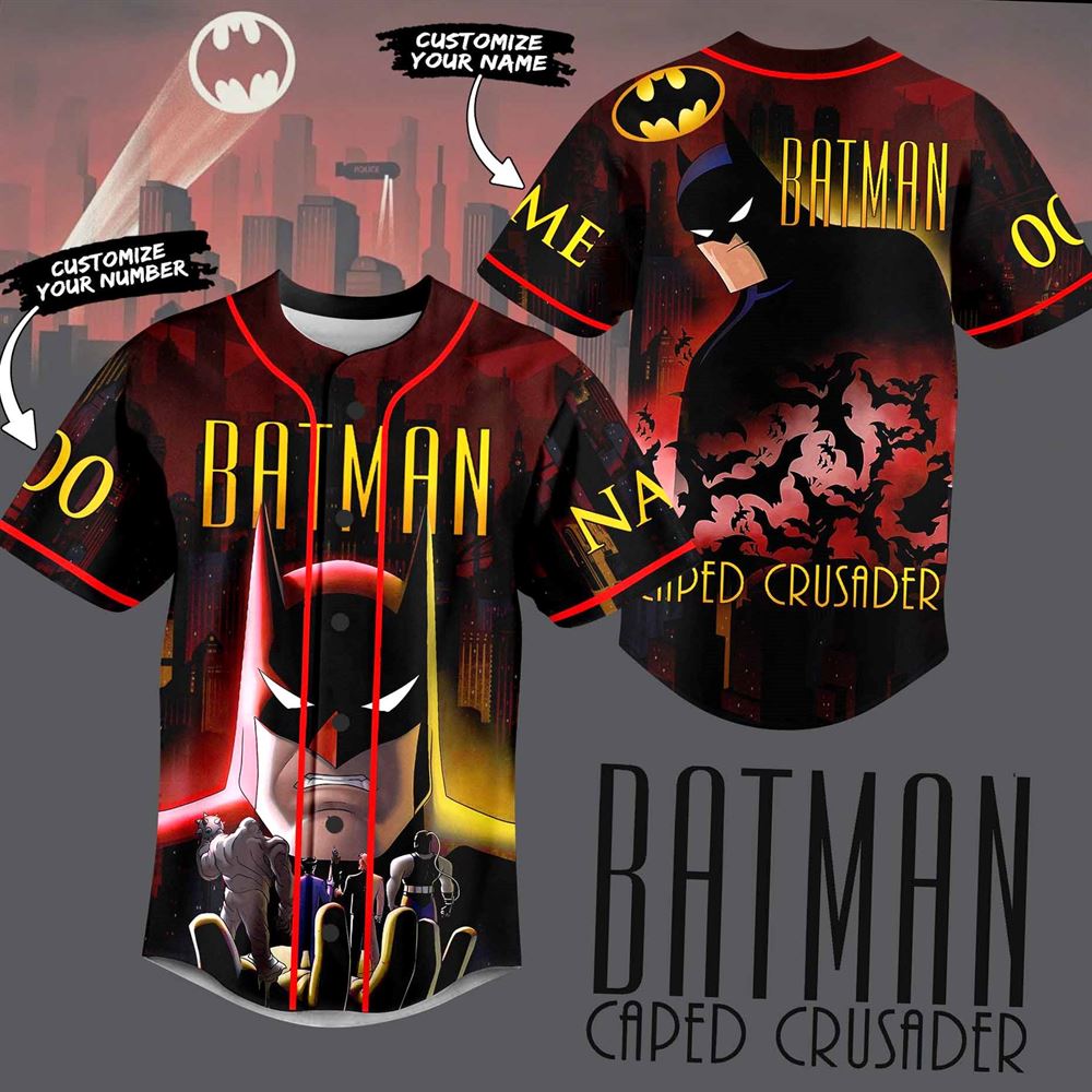 Batman Caped Crusader Custom Baseball Jersey