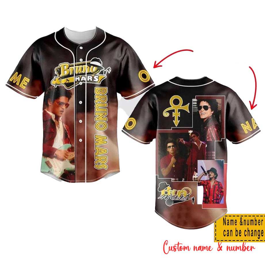 Bruno Mars 2024 Artist Fan Baseball Jersey Custom Name And Number Bruno Mars 2024 Artist Fan Baseball Jersey Custom Name And Number
