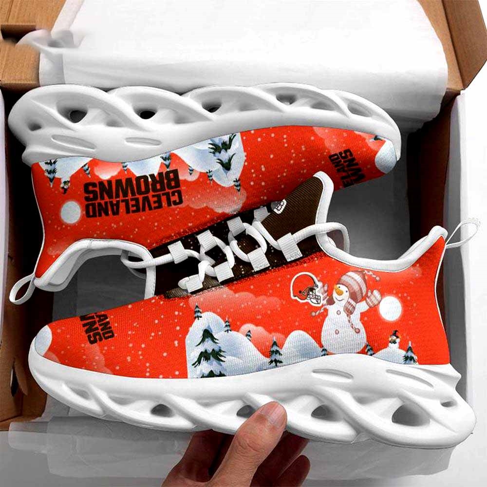 Cleveland Browns Christmas Snowman Nfl Clunky Max Soul Shoes