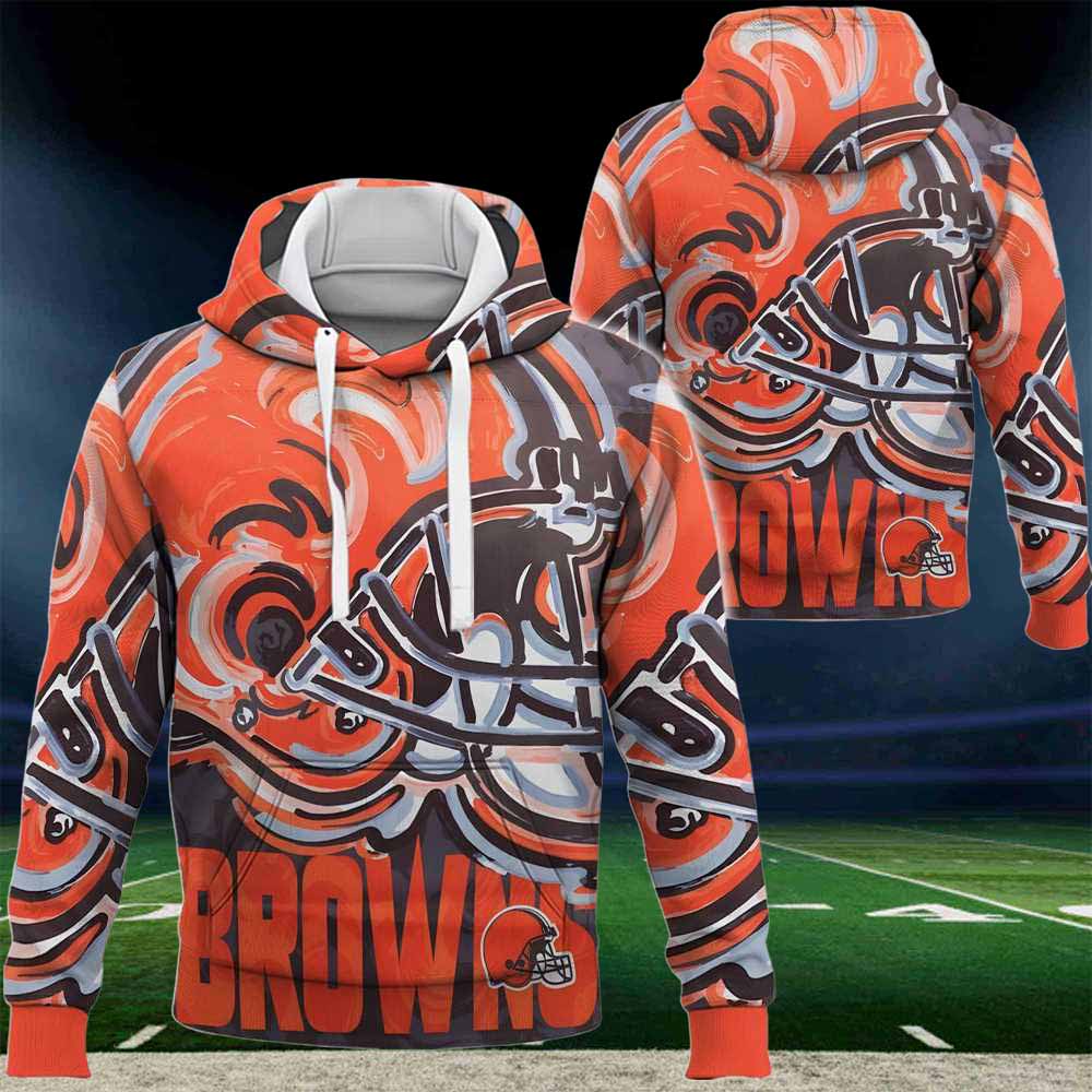 Cleveland Browns Nfl 2024 Art Logo 3d Hoodie