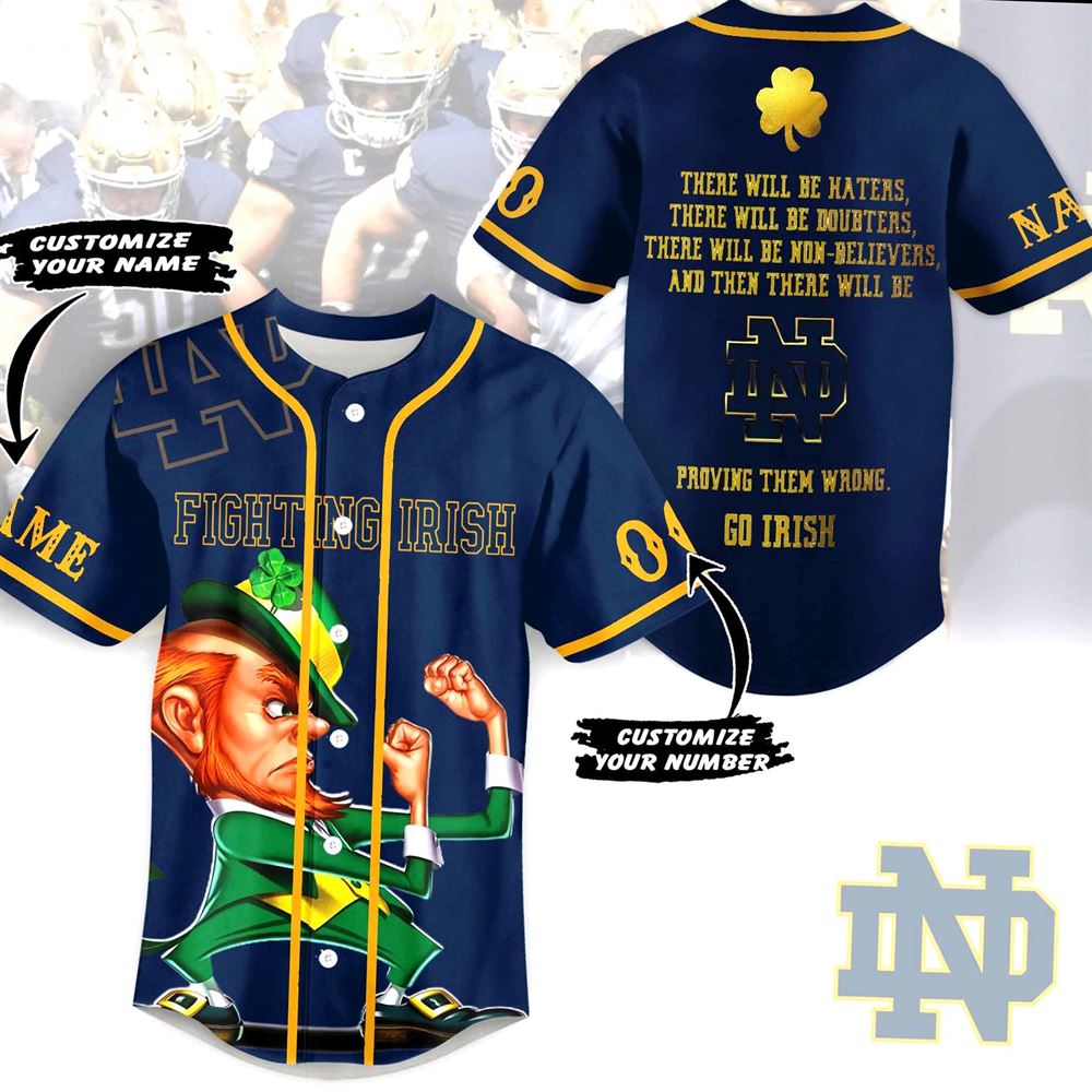Fighting Irish Go Irish Custom Baseball Jersey Fighting Irish Go Irish Custom Baseball Jersey
