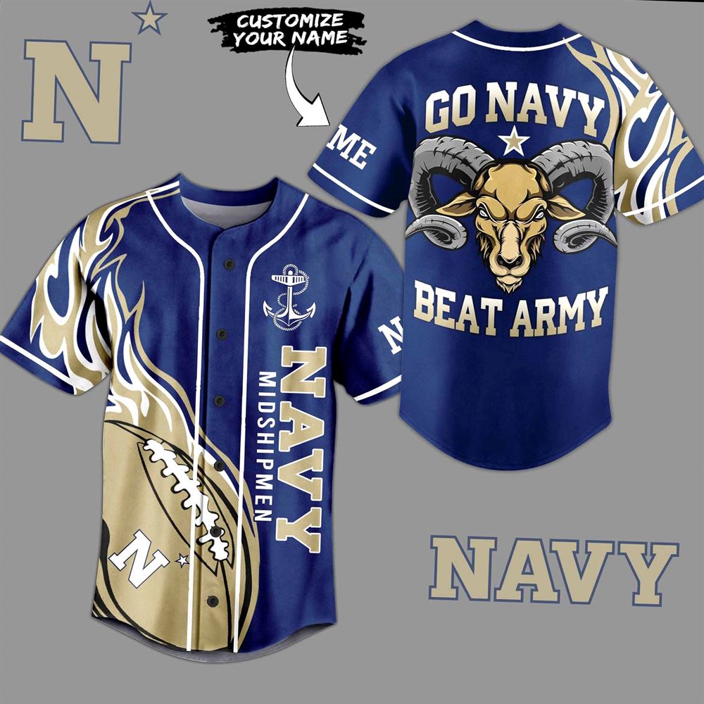 Go Navy Midshipmen Beat Army Custom Baseball Jersey Go Navy Midshipmen Beat Army Custom Baseball Jersey