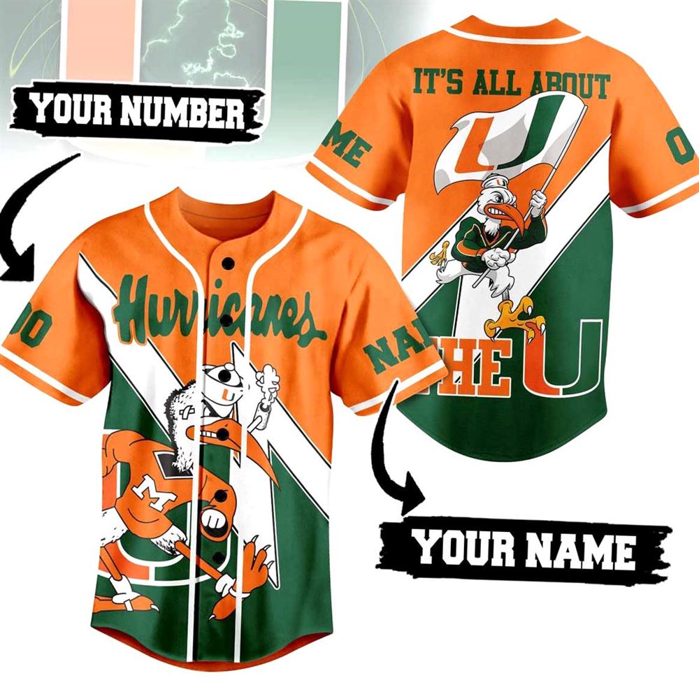 Hurricanes It’s All About The U Custom Baseball Jersey Hurricanes It’s All About The U Custom Baseball Jersey