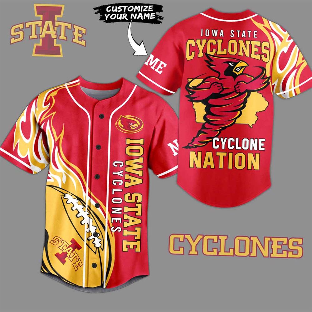 Iowa State Cyclones Nation Custom Baseball Jersey Iowa State Cyclones Nation Custom Baseball Jersey