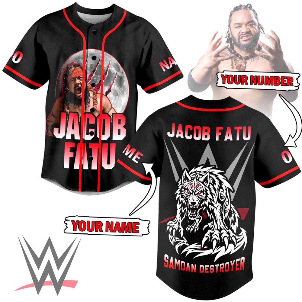 Jacob Fatu Samoan Destroyer Custom Baseball Jersey Jacob Fatu Samoan Destroyer Custom Baseball Jersey