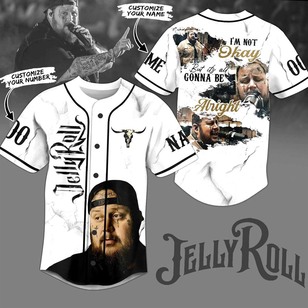 Jelly Roll I Am Not Okay But It’s All Gonna Be Alright Custom Baseball Jersey Jelly Roll I Am Not Okay But It’s All Gonna Be Alright Custom Baseball Jersey