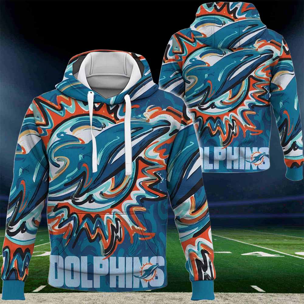 Miami Dolphins Nfl 2024 Art Logo 3d Hoodie