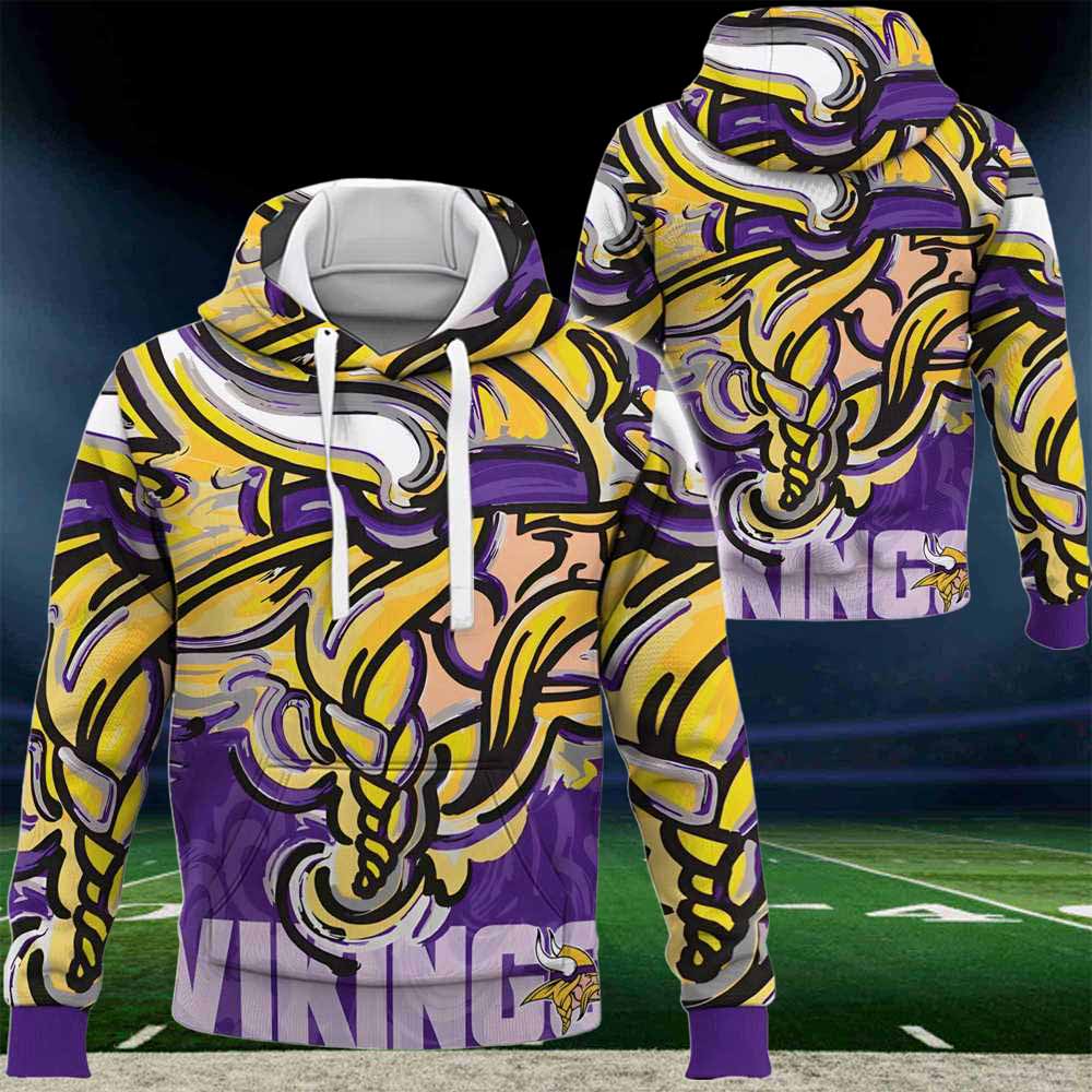 Minnesota Vikings Nfl 2024 Art Logo 3d Hoodie