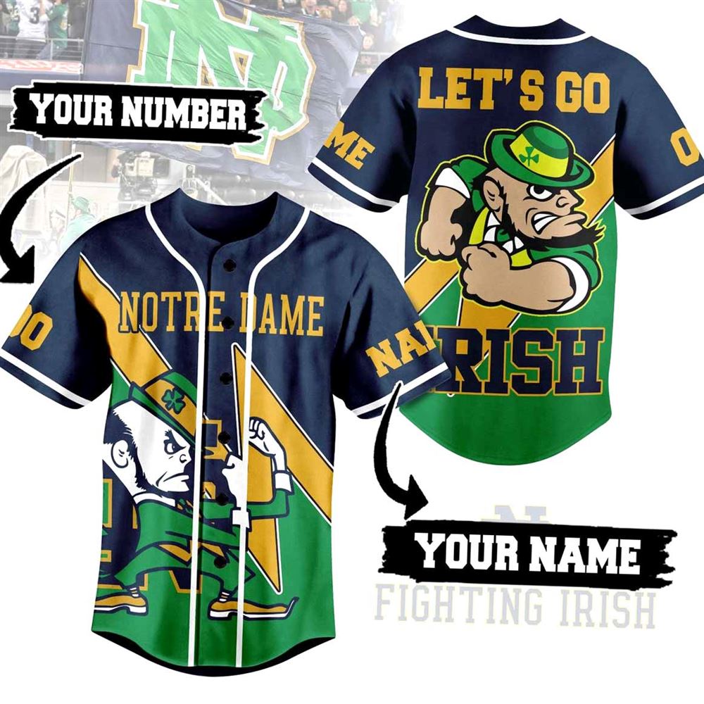 Notre Dame Let’s Go Irish Custom Baseball Jersey Notre Dame Let’s Go Irish Custom Baseball Jersey