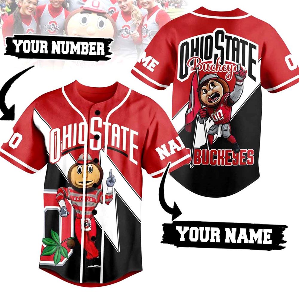 Ohio State Buckeyes Brutus Custom Baseball Jersey