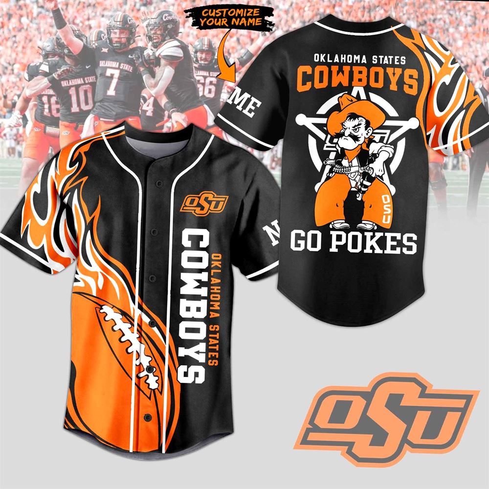 Oklahoma States Cowboys Go Pokes Custom Baseball Jersey