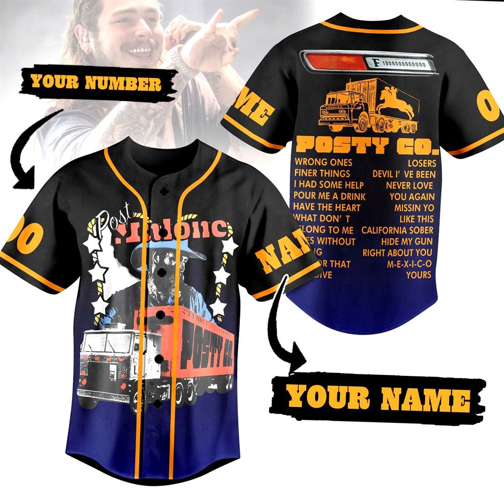 Post Malone Posty Go Custom Baseball Jersey