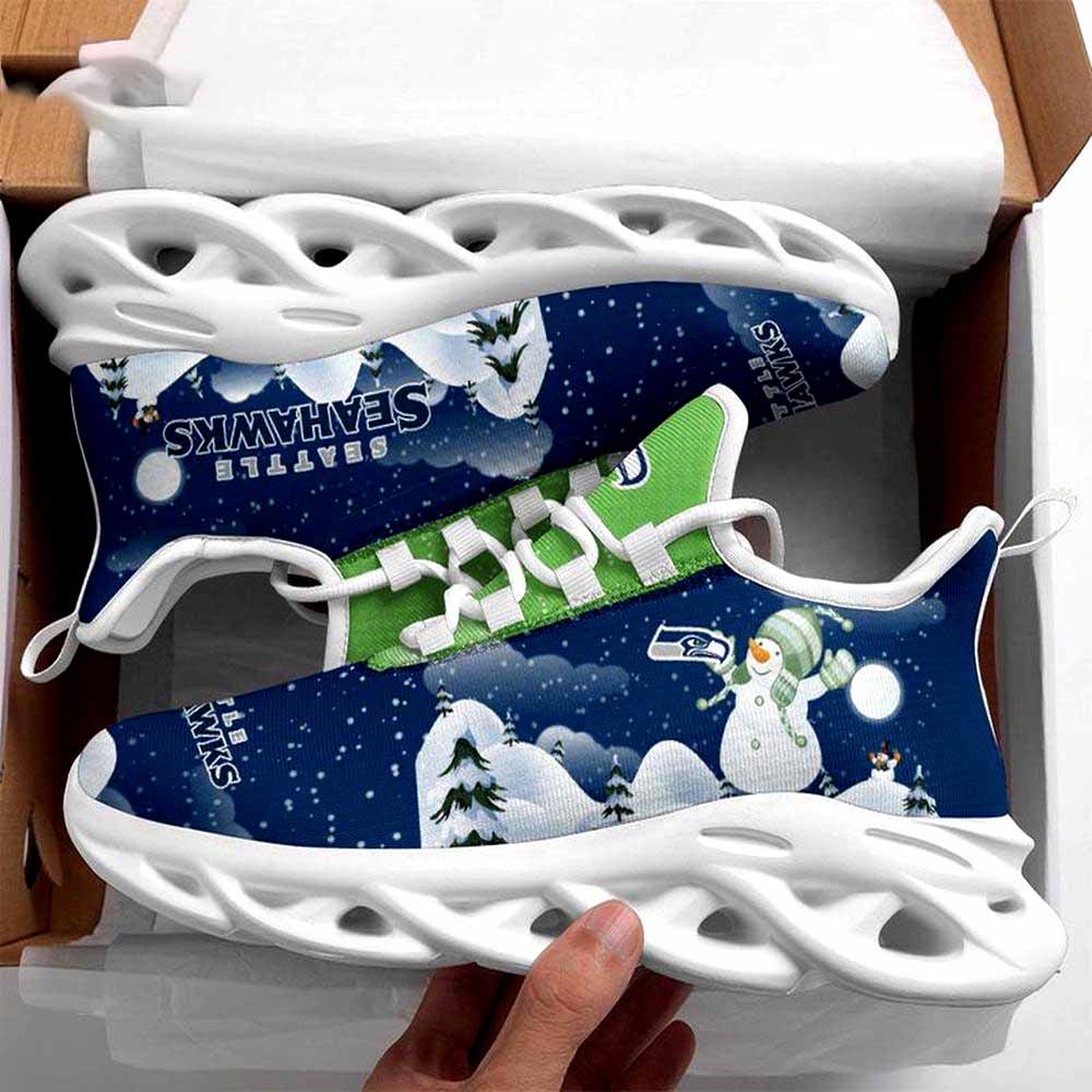 Seattle Seahawks Christmas Snowman Nfl Clunky Max Soul Shoes