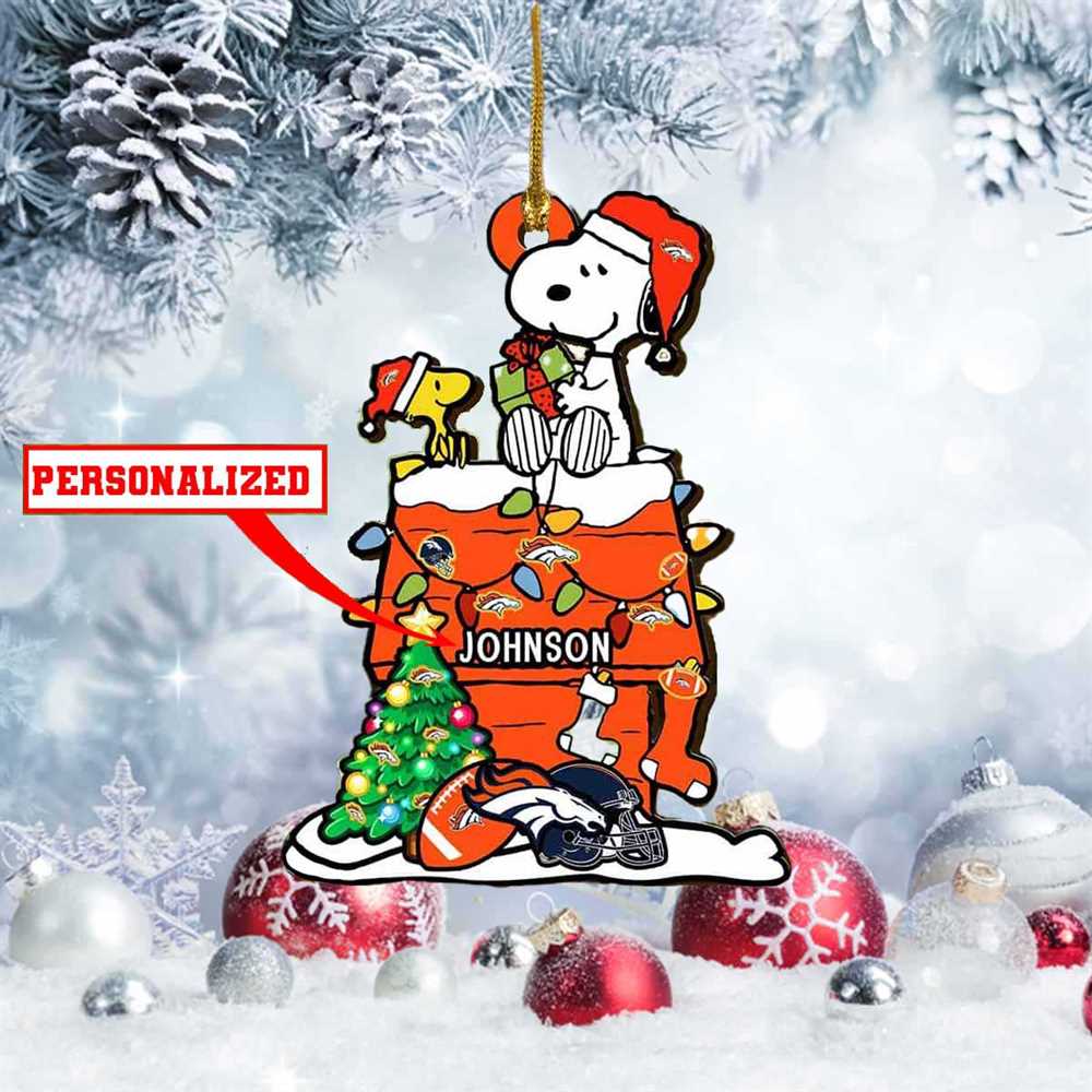 Snoopy Denver Broncos Nfl Personalized Christmas Ornament