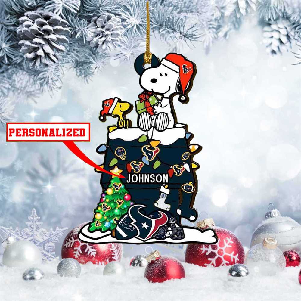 Snoopy Houston Texans Nfl Personalized Christmas Ornament