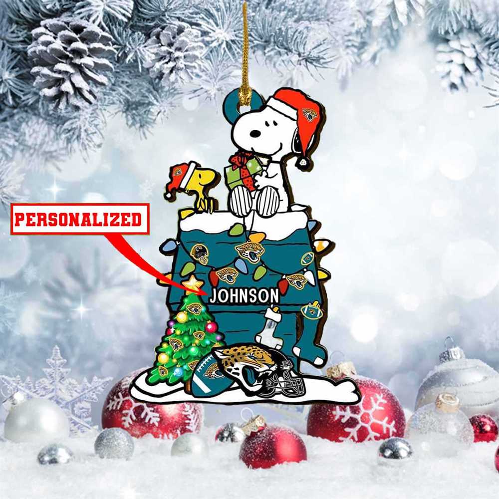 Snoopy Jacksonville Jaguars Nfl Personalized Christmas Ornament