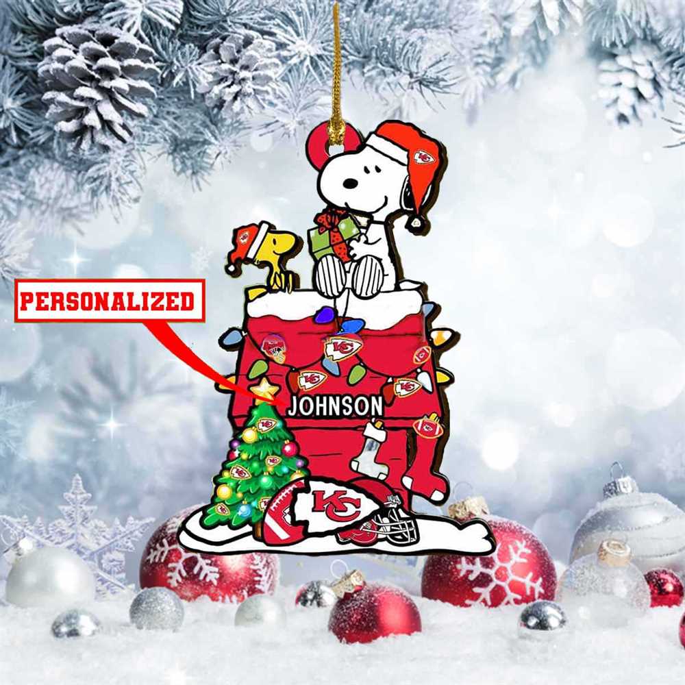 Snoopy Kansas City Chiefs Nfl Personalized Christmas Ornament