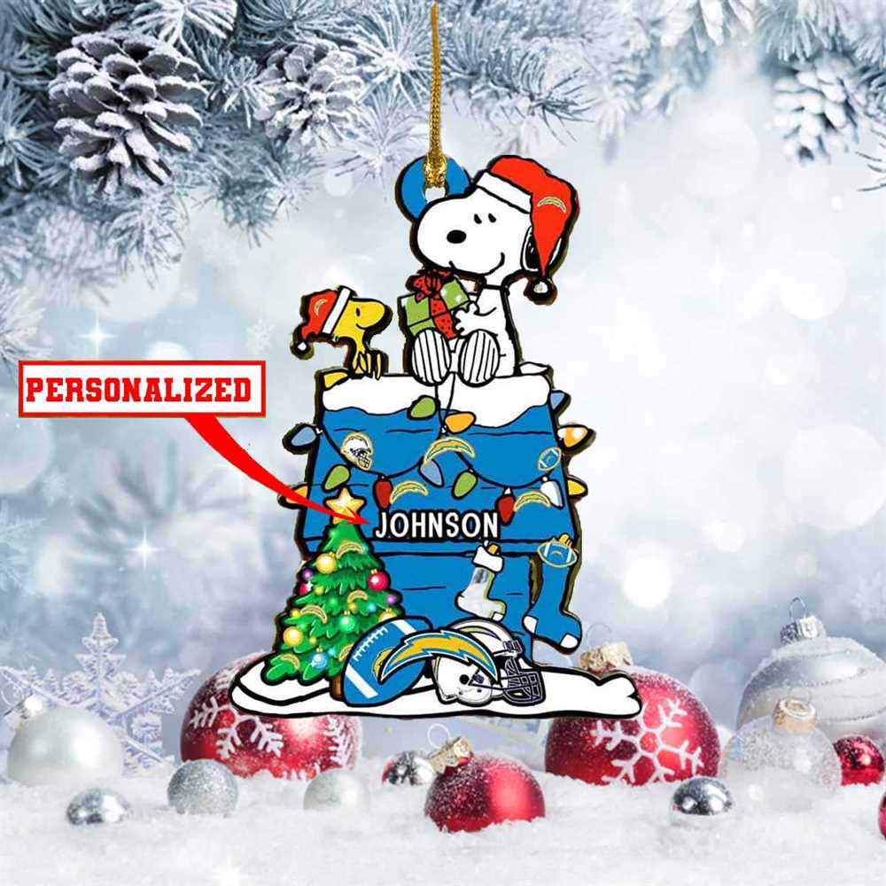 Snoopy Los Angeles Chargers Nfl Personalized Christmas Ornament