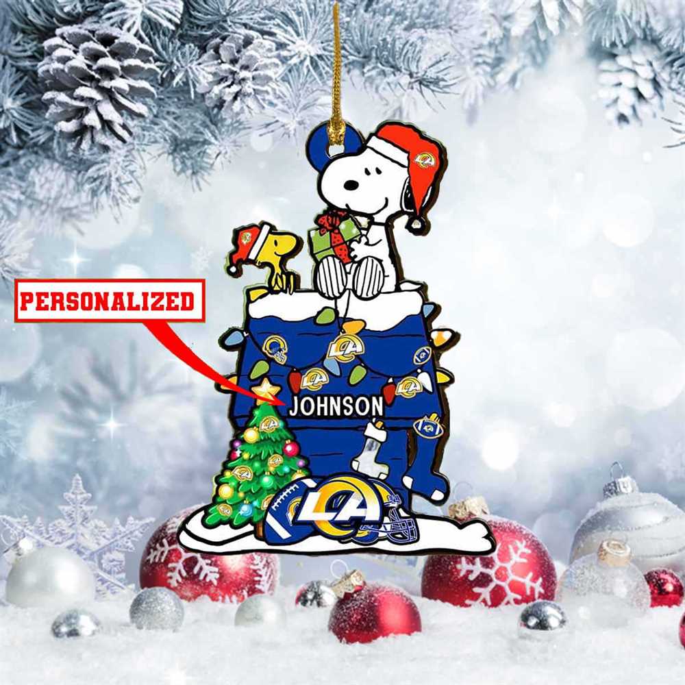 Snoopy Los Angeles Rams Nfl Personalized Christmas Ornament