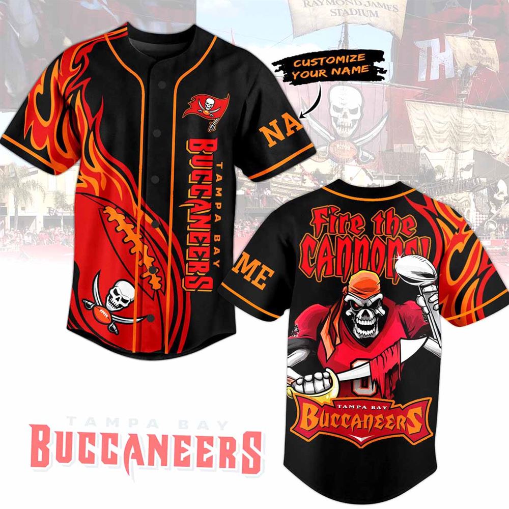 Tampa Bay Buccaneers Fire The Cannons Custom Baseball Jersey Tampa Bay Buccaneers Fire The Cannons Custom Baseball Jersey
