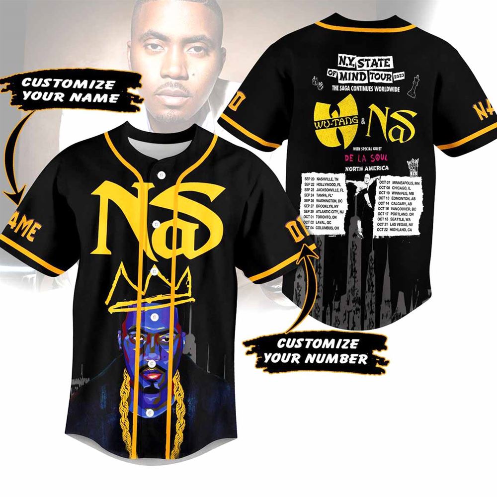 Wutang Nas Ny State Of Mind Tour Custom Baseball Jersey Wutang Nas Ny State Of Mind Tour Custom Baseball Jersey