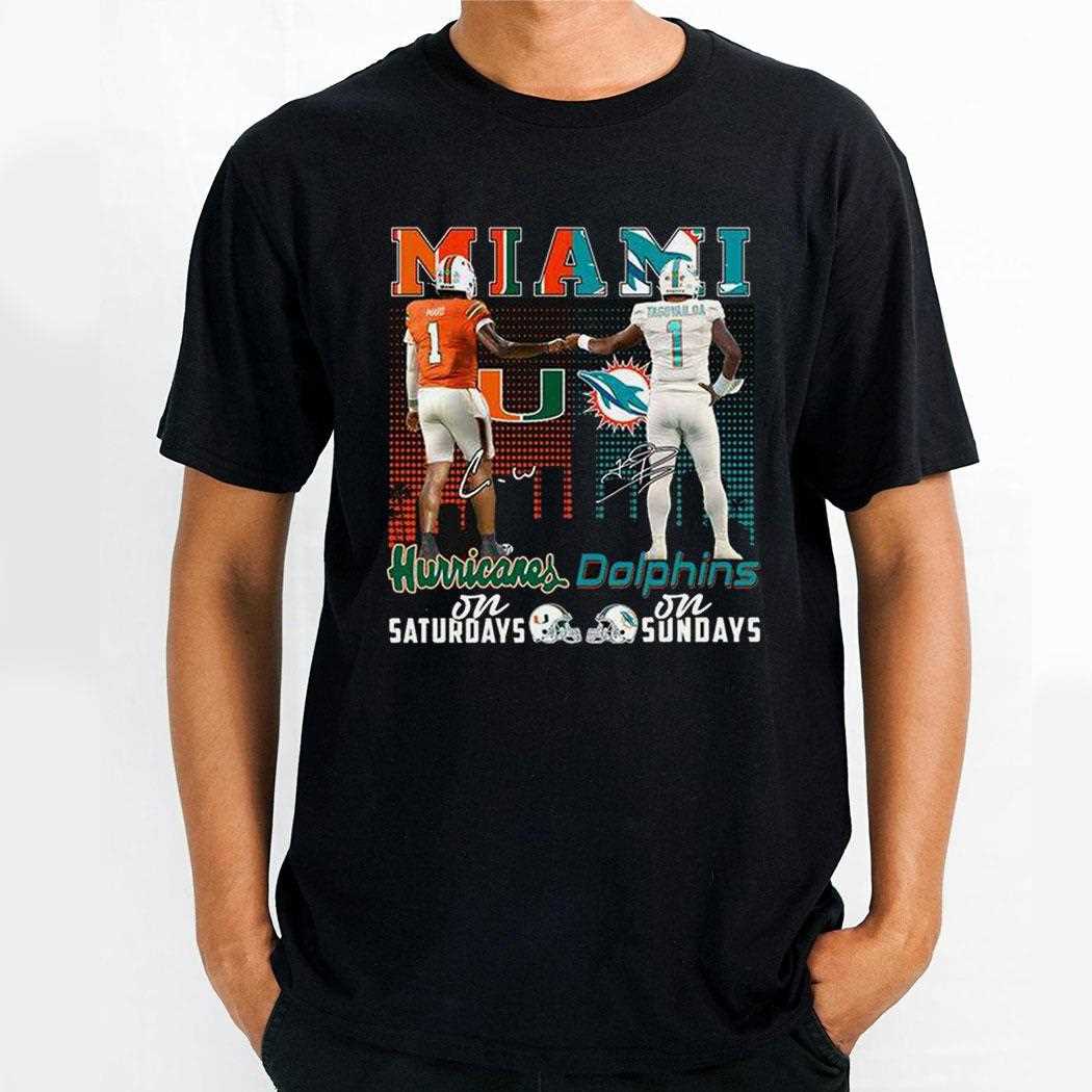 Miami Hurricanes On Saturdays Dolphins On Sundays Shirt