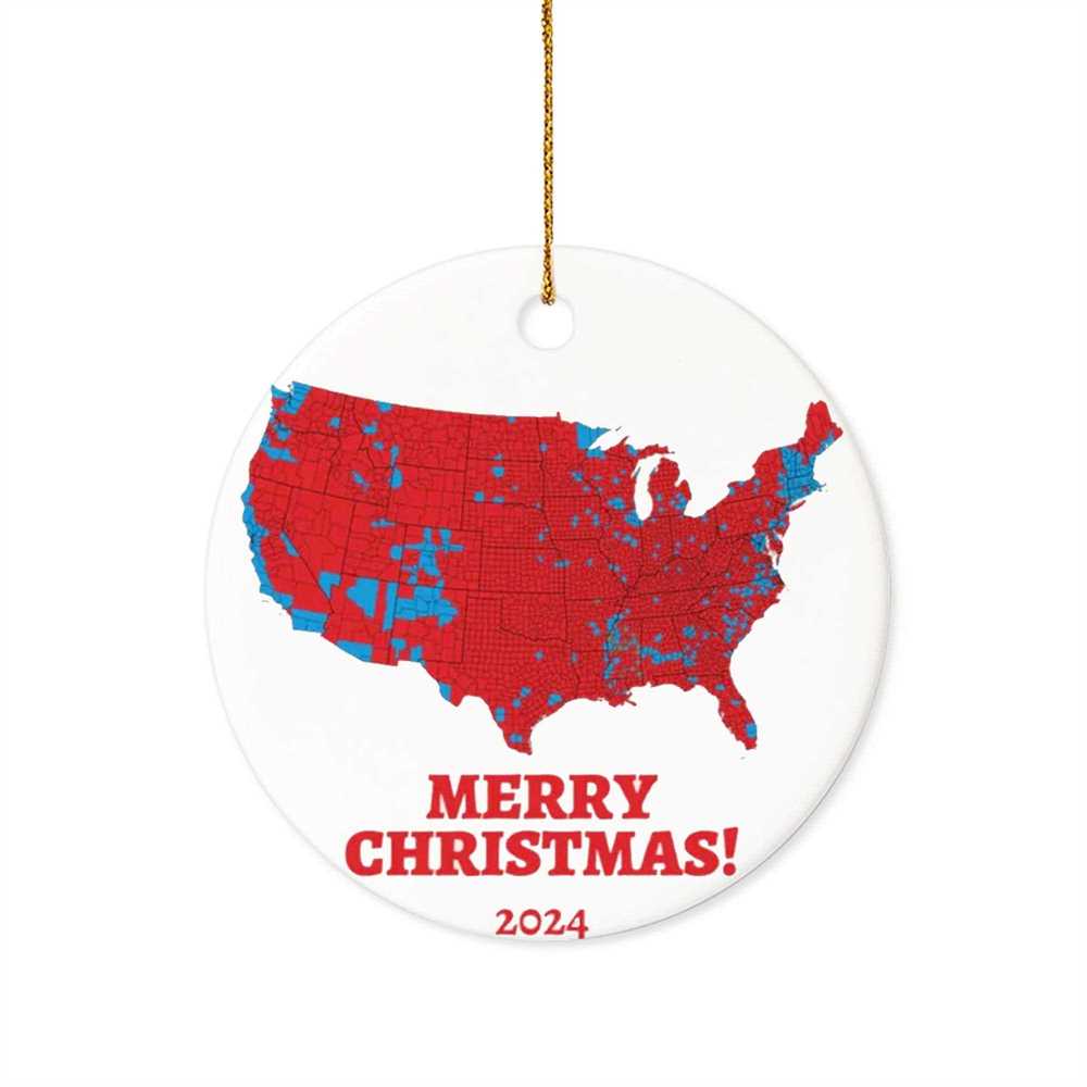 Us Presidential Election 2024 Map Trump Red Wave Ornament