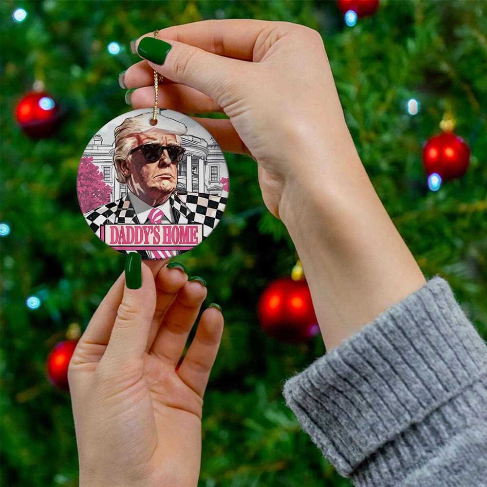 Funny Trump Daddy Home 2024 Christmas Ornament