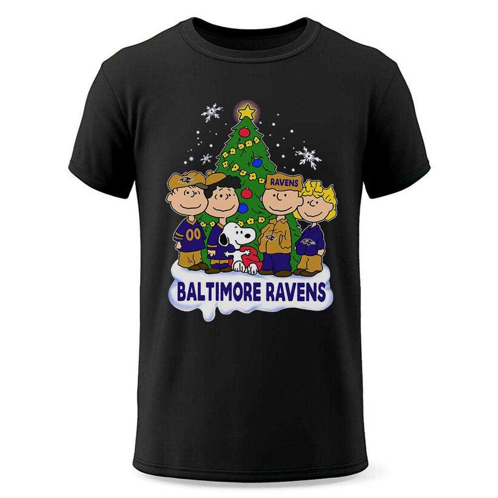 Peanuts Snoopy And Friends Baltimore Ravens Christmas Tree Sweatshirt Peanuts Snoopy And Friends Baltimore Ravens Christmas Tree Sweatshirt