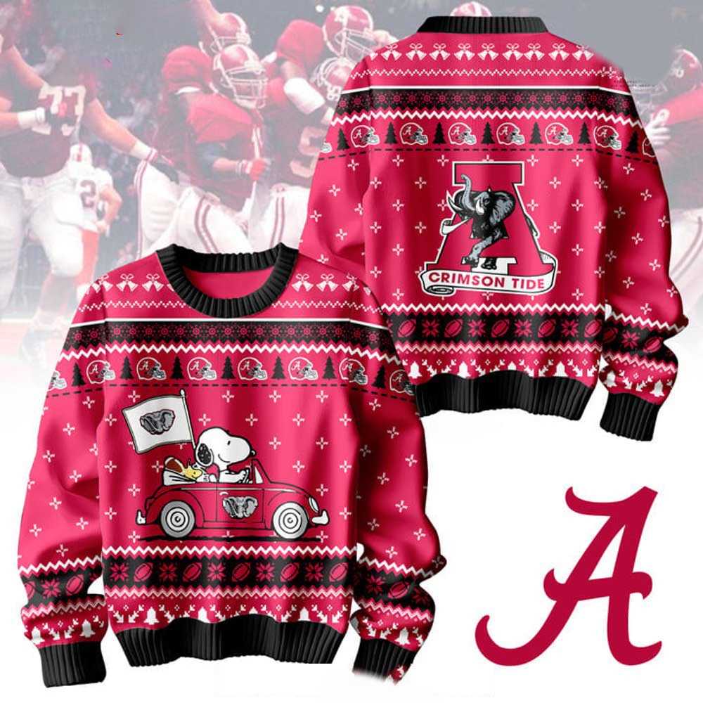 Alabama Crimson Tide X Snoopy Christmas Ugly Sweater