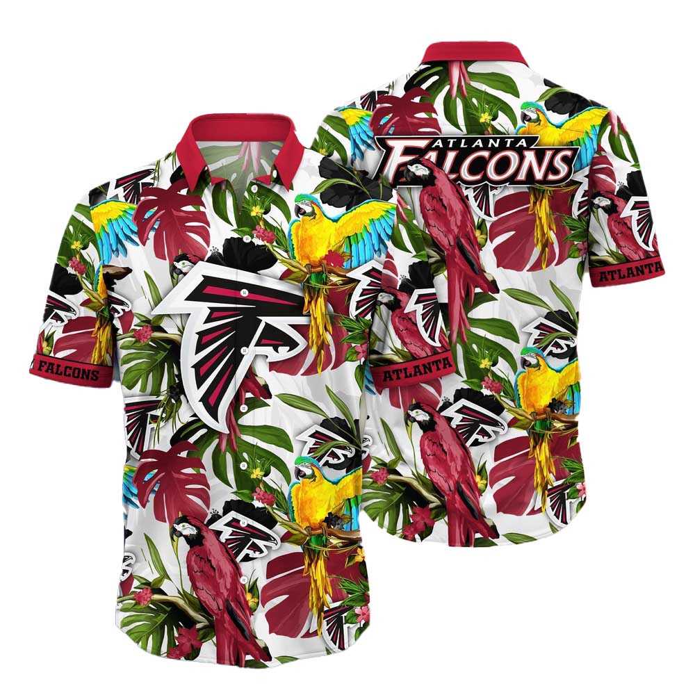 Atlanta Falcons Parrots Tropical Flower Hawaiian Shirt