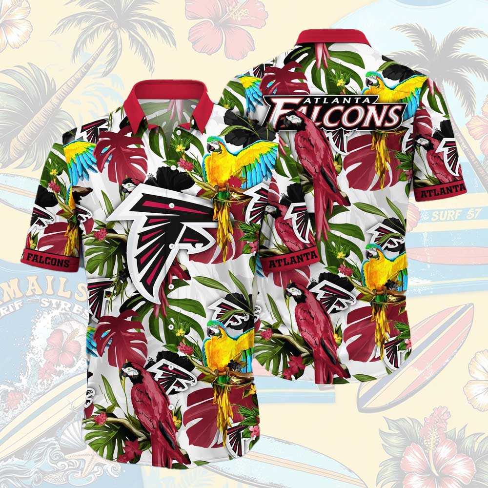 Atlanta Falcons Parrots Tropical Flower Hawaiian Shirt